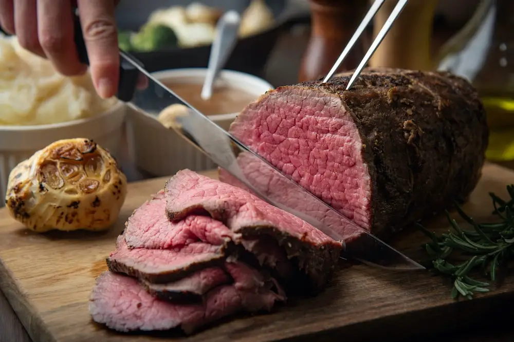 cutting meat across the grain